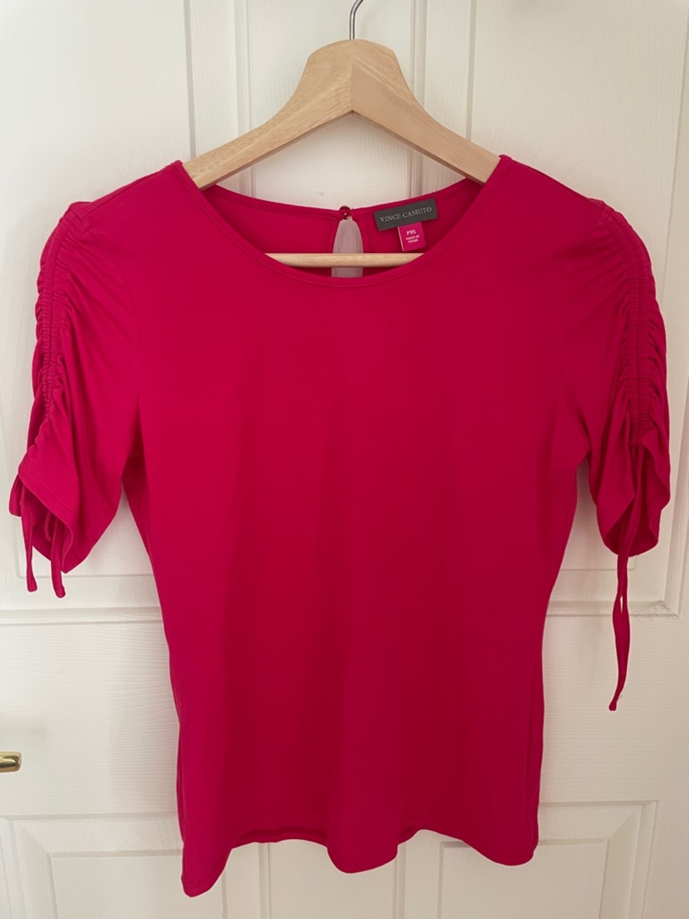 Vince Camuto Bright Pink Ruched Short Sleeve Top